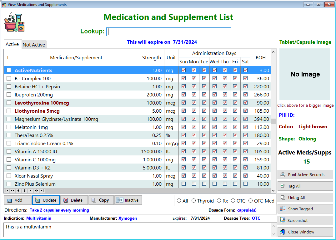 Medications and 